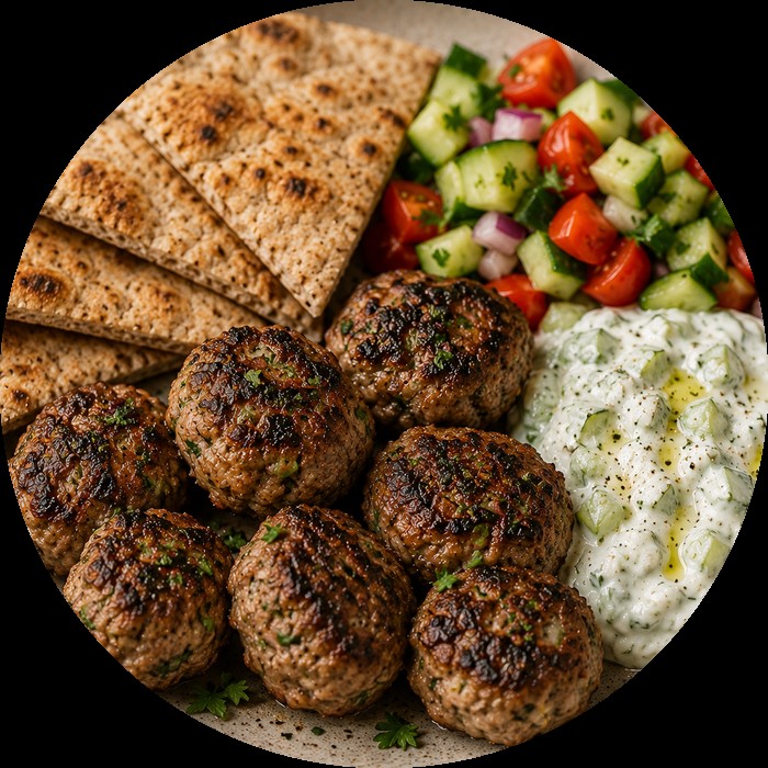 Griekse gehaktballen (keftedes) met tzatziki